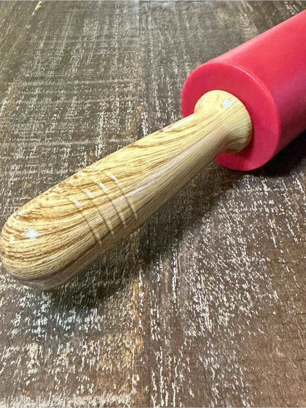 Red Silicone Rolling Pin with Wooden Handles - Home Accents